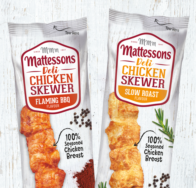 DGI's new packaging design for Mattessons Chicken Skewers.