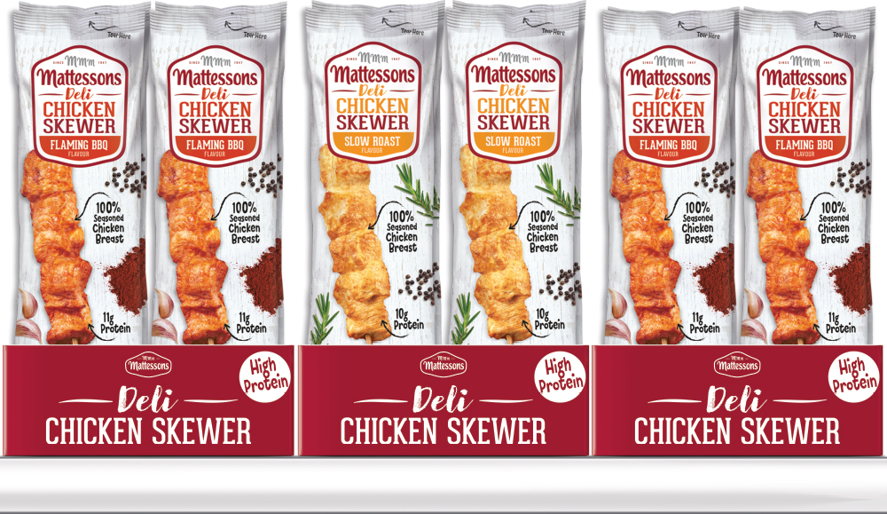 Mattesons Chicken Skewers range packaging