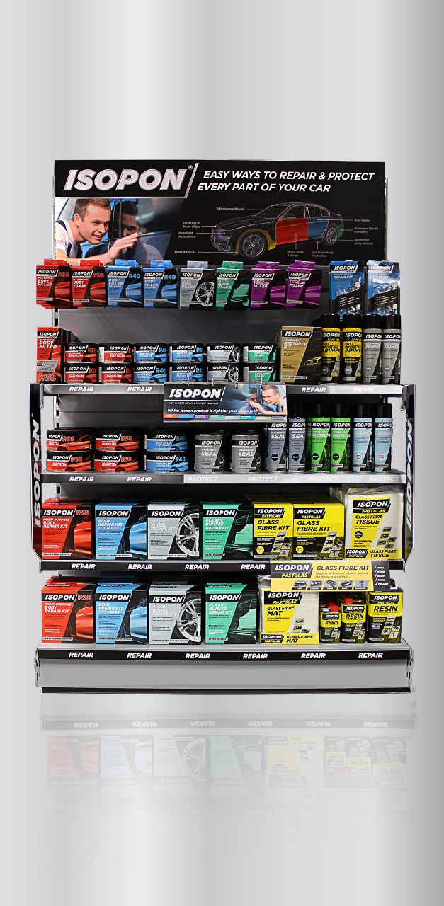 Rendered Isopon fixture for instore.