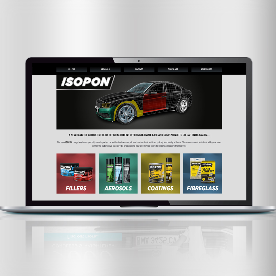 isopon products on a laptop screen